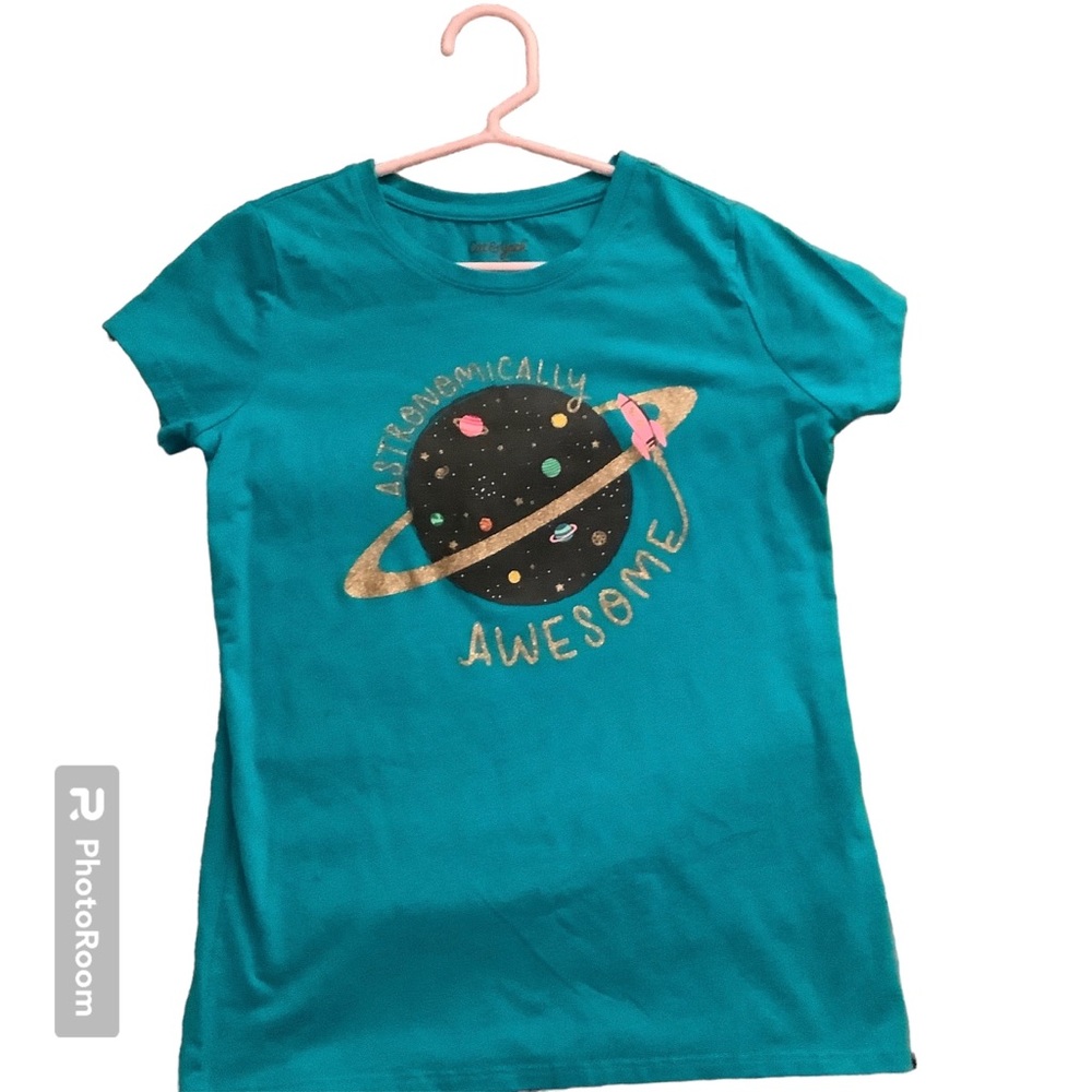 Cat & Jack Blue T-shirt Girls M (7/8) Astronomically Awesome